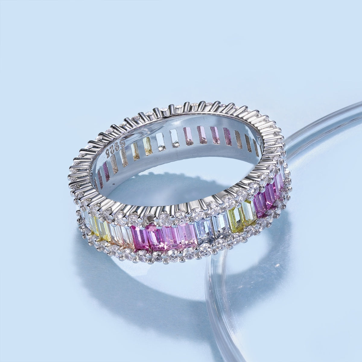 [Echo Fine ]Dainty Kaleidoscopic Emerald Cut Daily Ring