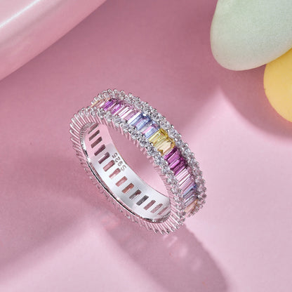 [Echo Fine ]Dainty Kaleidoscopic Emerald Cut Daily Ring