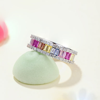 [Echo Fine ]Dainty Kaleidoscopic Emerald Cut Daily Ring