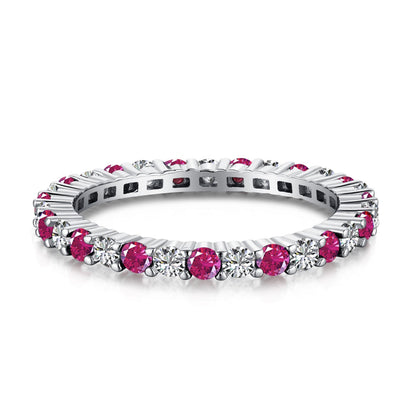 [Echo Fine ]Exquisite Colorful Round Cut Tennis Ring