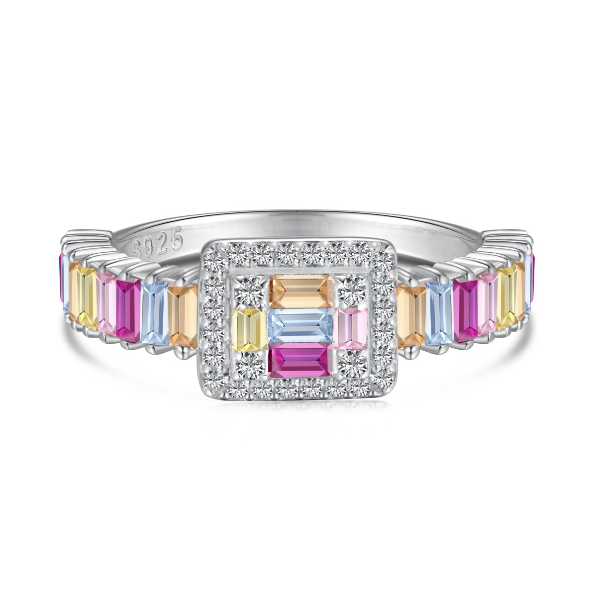 [Echo Fine ]Exquisite Colorful Radiant Cut Party Ring