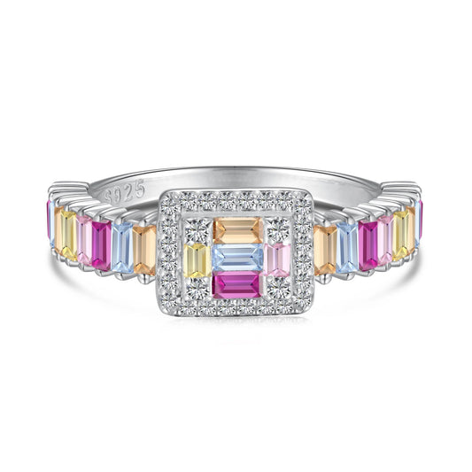 [Echo Fine ]Exquisite Colorful Radiant Cut Party Ring
