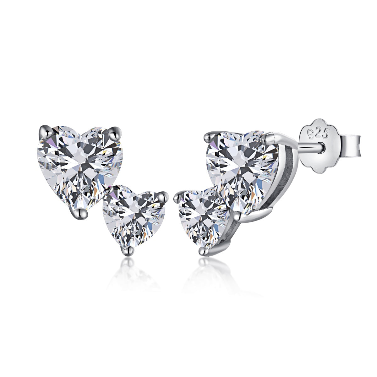 [Echo Fine ]Double Heart-Shape Classic Princess Style Earrings