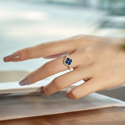 [Echo Fine ]Four Leaf Clover Flower Design Ring