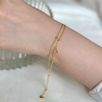 [Echo Fine ]Dainty Double Layer Love Heart Bracelet