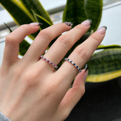 [Echo Fine ]Exquisite Colorful Round Cut Tennis Ring
