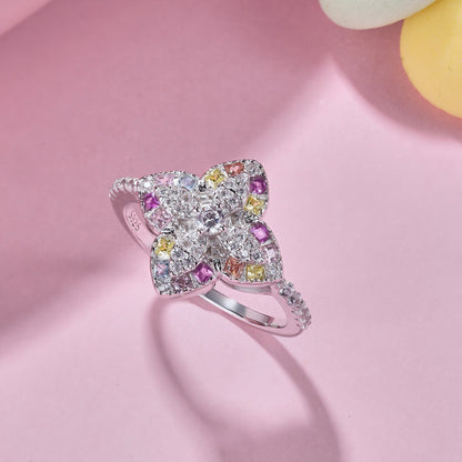 [Echo Fine ]Luxurious Colorful Flower Shape Banquet Ring
