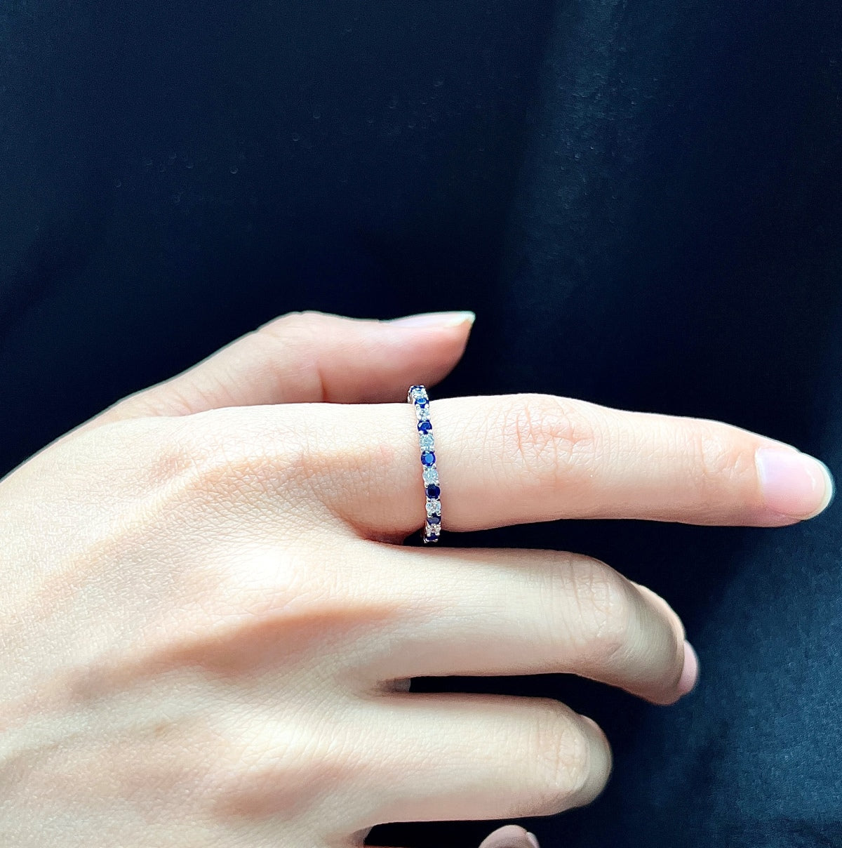 [Echo Fine ]Exquisite Colorful Round Cut Tennis Ring