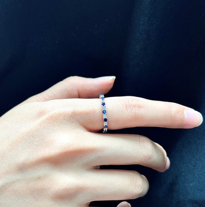 [Echo Fine ]Exquisite Colorful Round Cut Tennis Ring