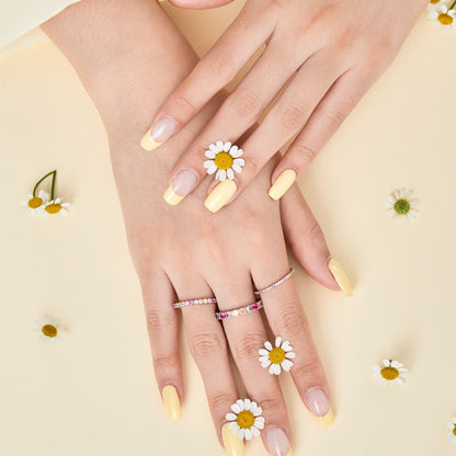 [Echo Fine ]Ornate Colorful Round Cut Tennis Ring