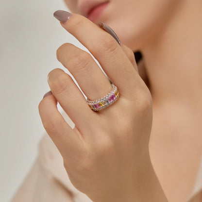 [Echo Fine ]Dainty Colorful Radiant Cut Daily Ring