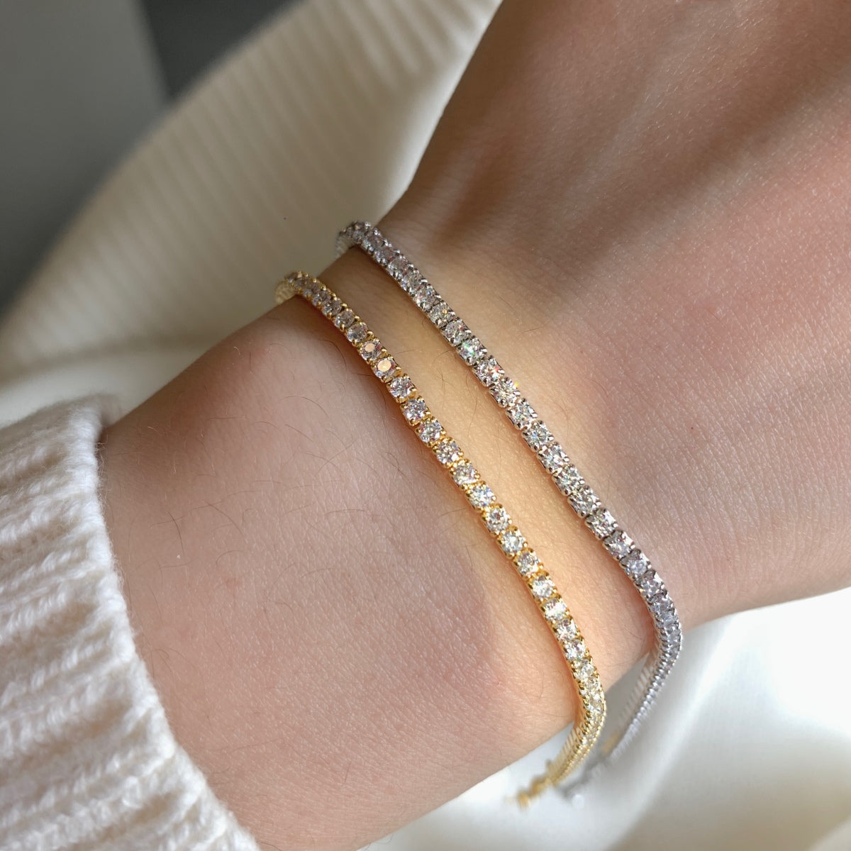 [Echo Fine ]Radiant Shinning Princess Cut Tennis Bracelet