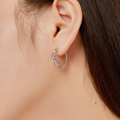 [Echo Fine ]Dazzling Colorful Emerald Cut Daily Earrings