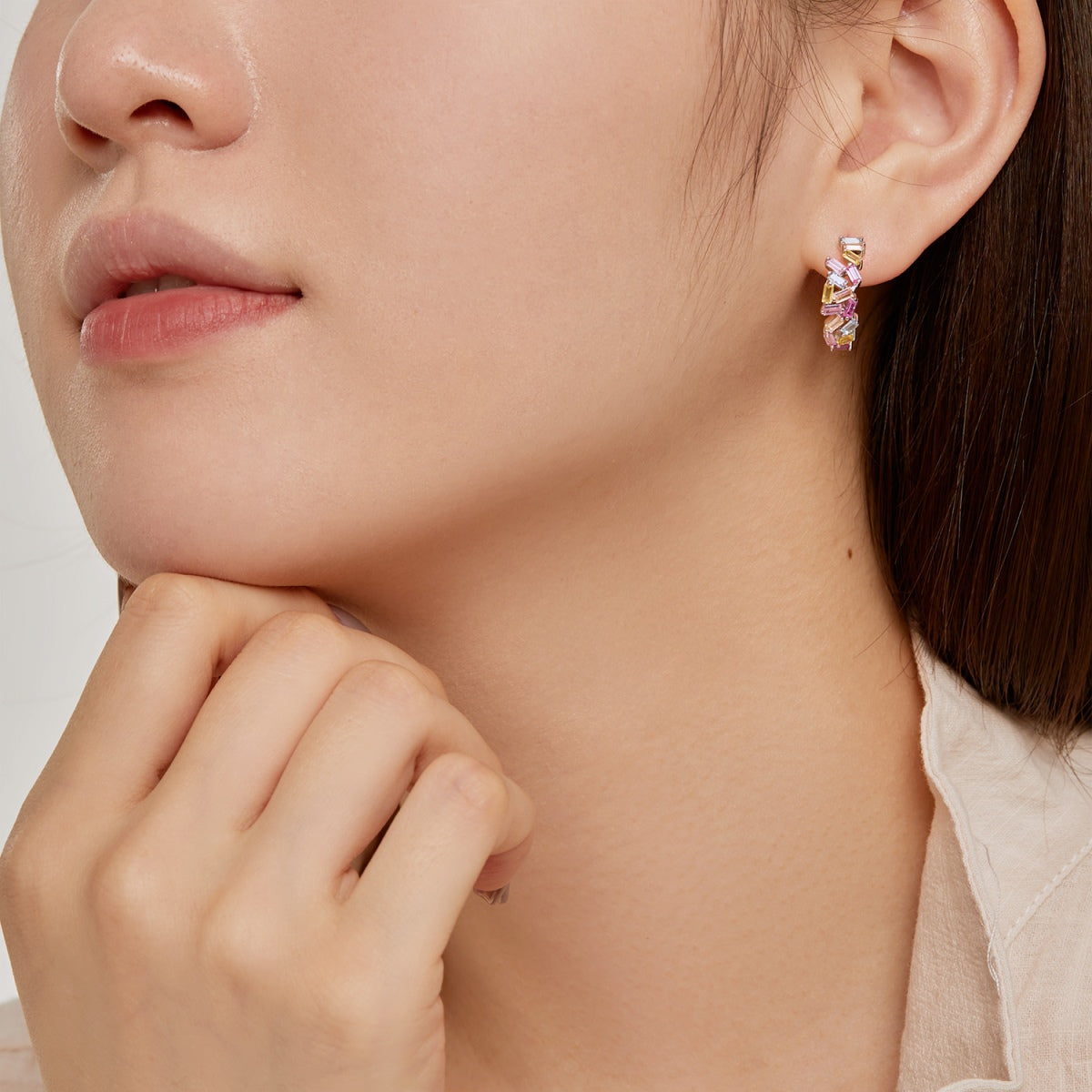 [Echo Fine ]Dazzling Colorful Emerald Cut Daily Earrings