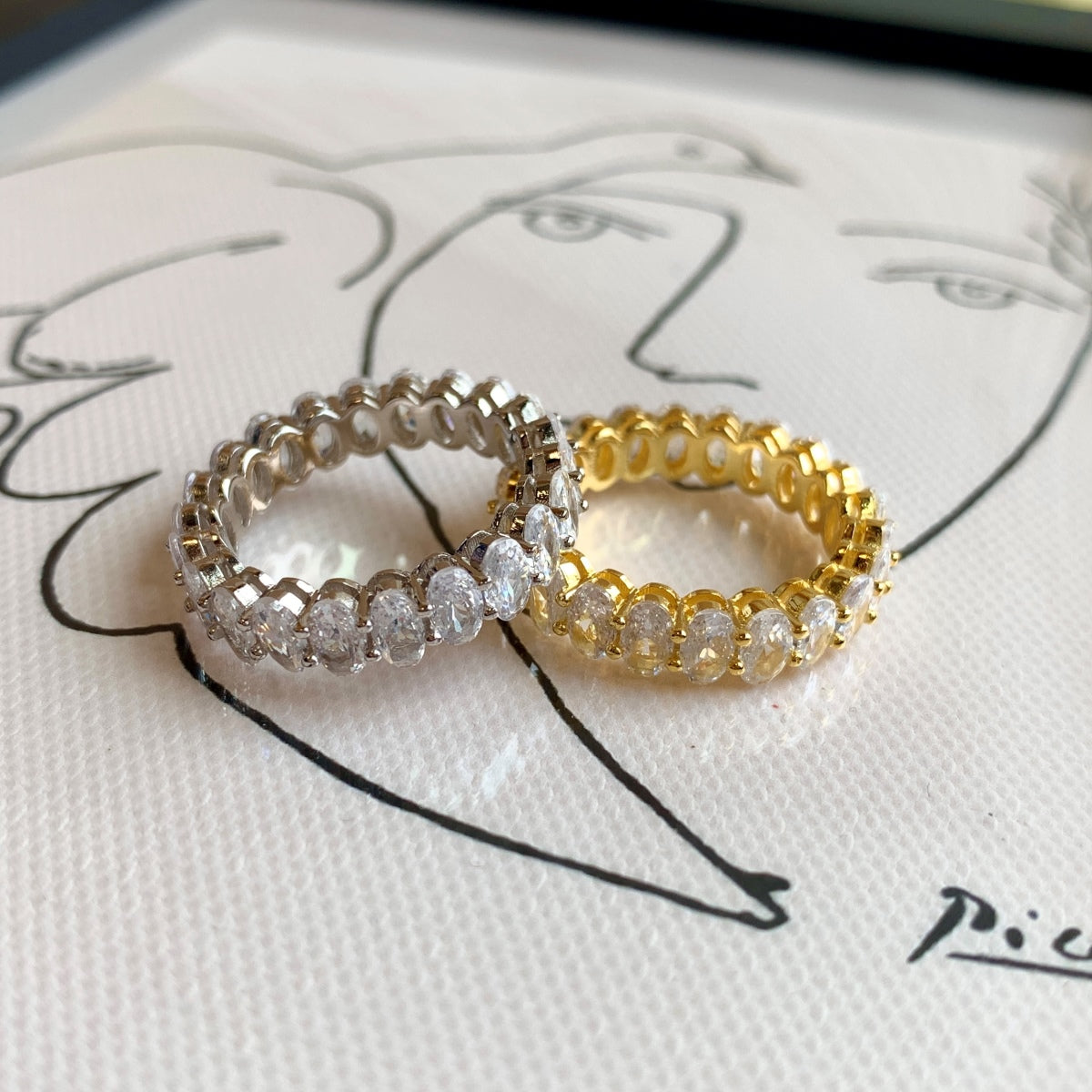 [Echo Fine ]Ornate Oval Cut Tennis Ring
