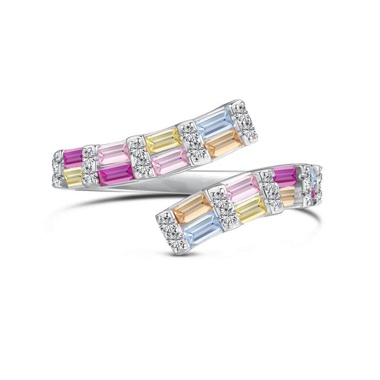 [Echo Fine ]Charming Colorful Radiant Cut Adjustable Daily Ring