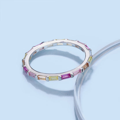[Echo Fine ]Exquisite Multicolored Emerald Cut Daily Ring