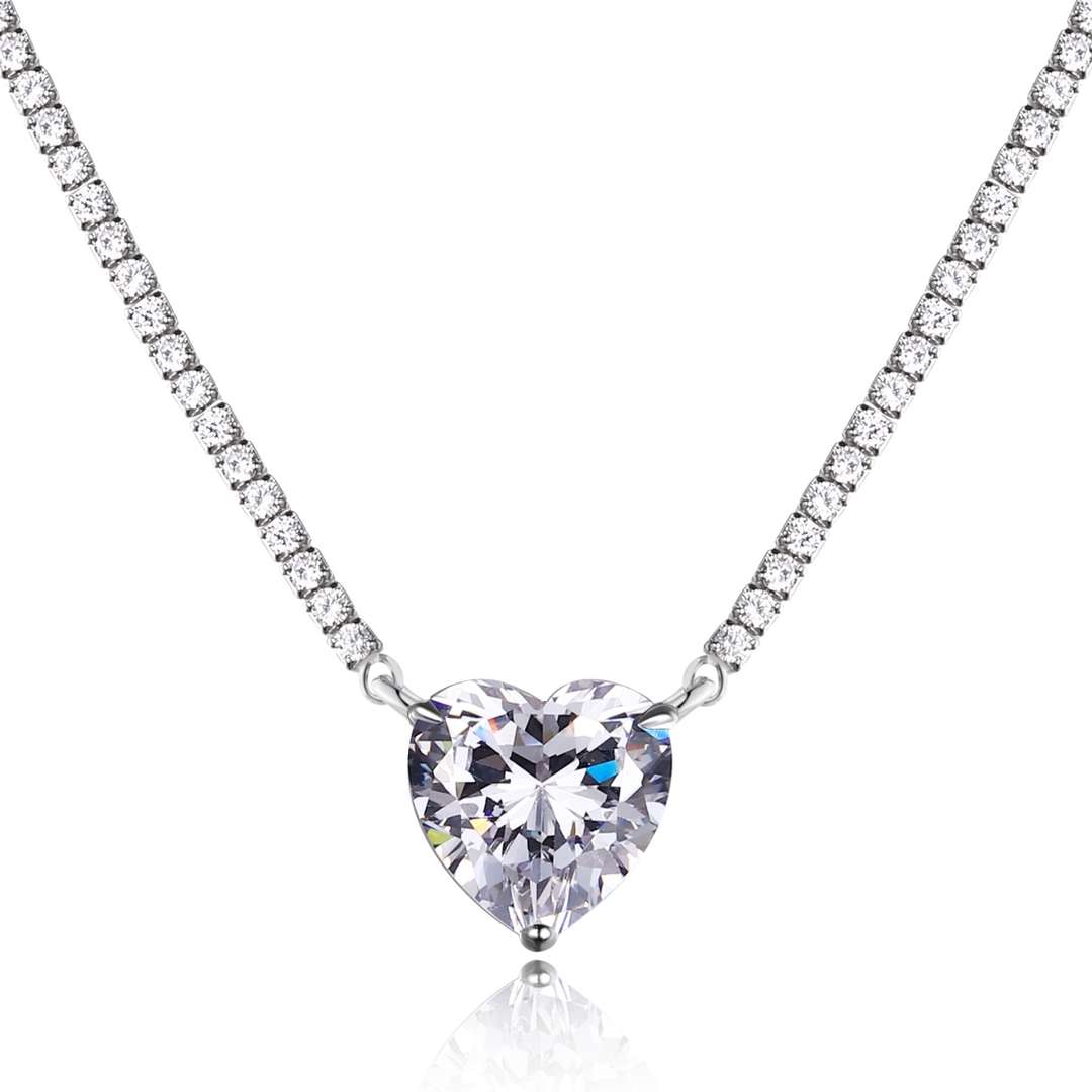 [Echo Fine ]8.0 Carat Versatile Colorful Sweet Heart-Shaped Tennis Necklace