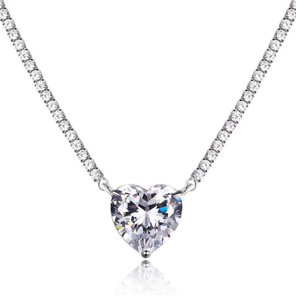 [Echo Fine ]8.0 Carat Versatile Colorful Sweet Heart-Shaped Tennis Necklace