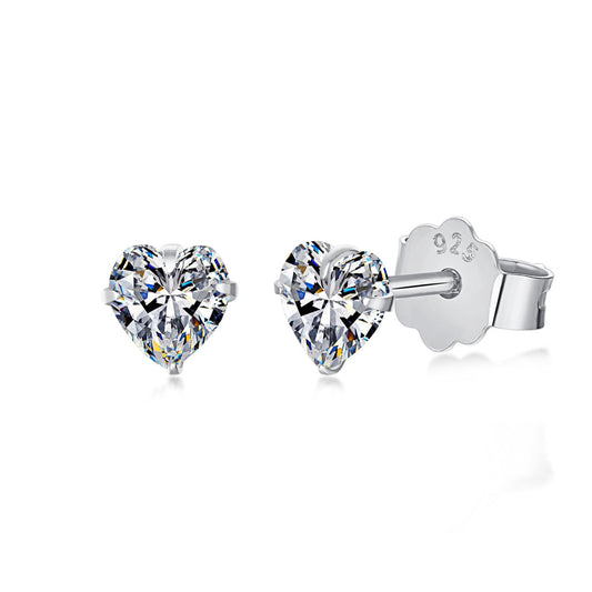 [Echo Fine ]Sparkling Heart Shaped Simple Earrings