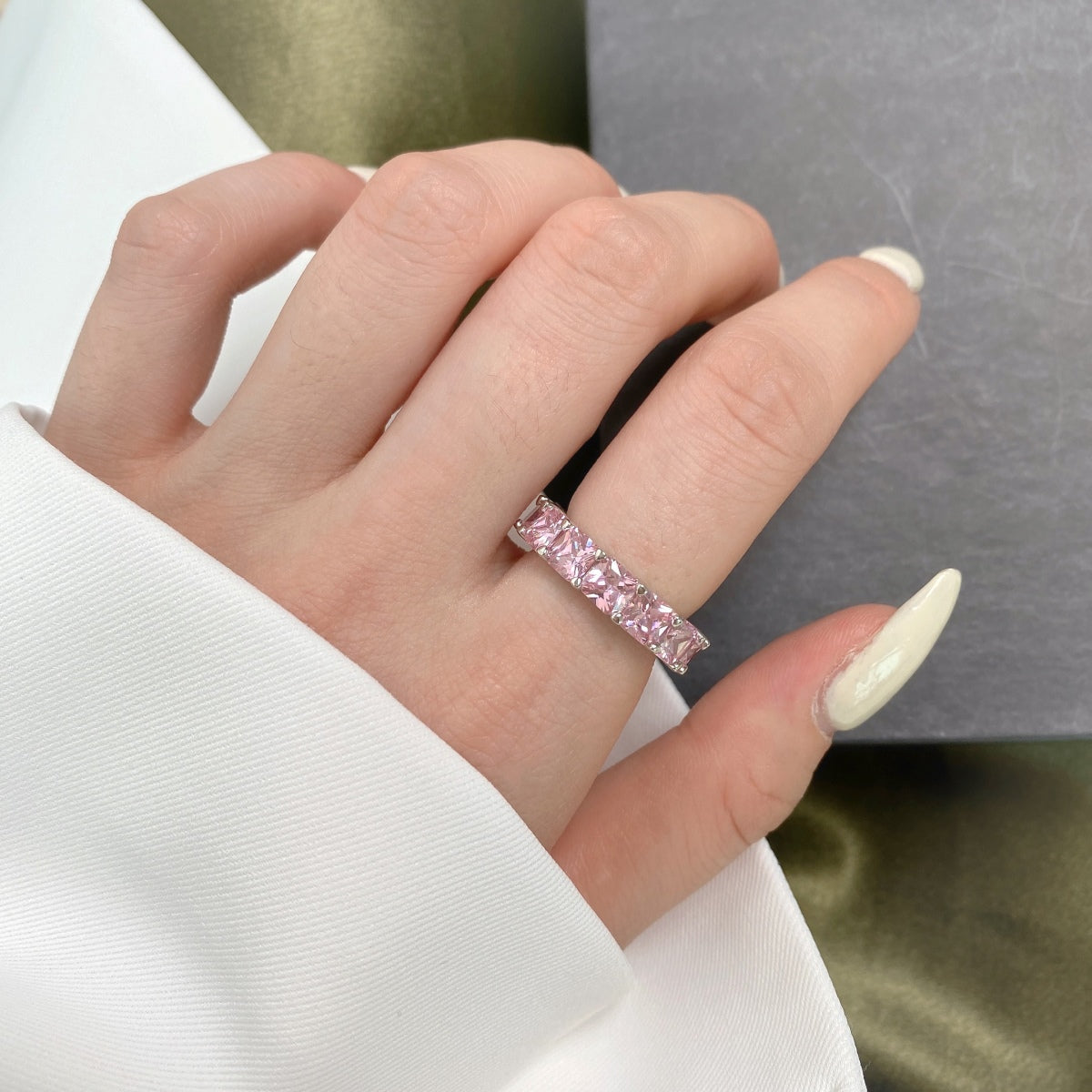 [Echo Fine ]Elegant Princess Cut Tennis Ring