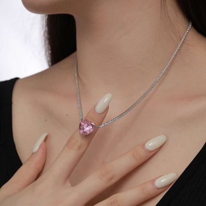 [Echo Fine ]8.0 Carat Versatile Colorful Sweet Heart-Shaped Tennis Necklace