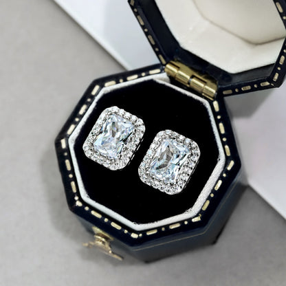 [Echo Fine ]1.0 Carat Luxurious Dainty Emerald Cut Daily Earrings