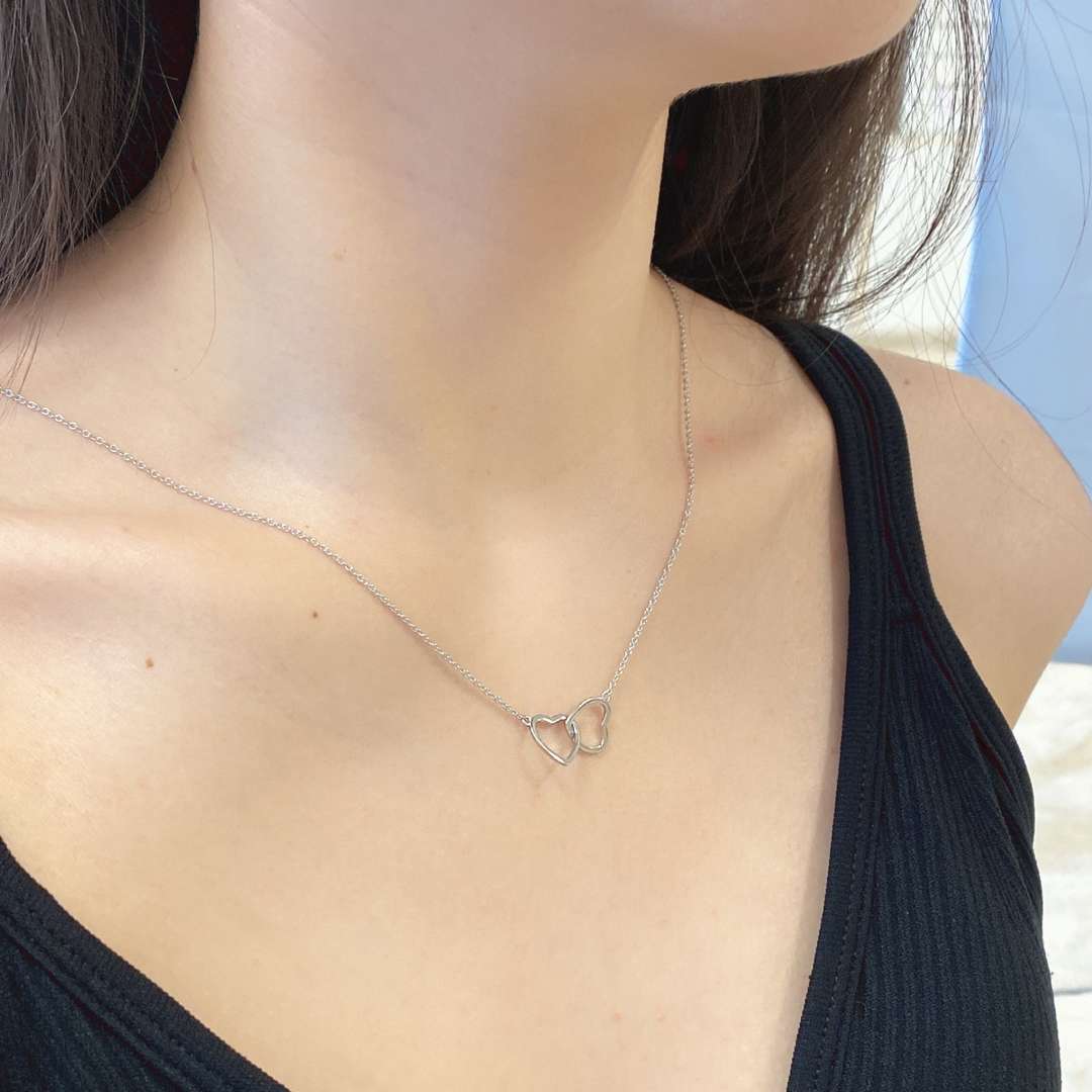 [Echo Fine ]Sterling Silver Love Double Ring Necklace