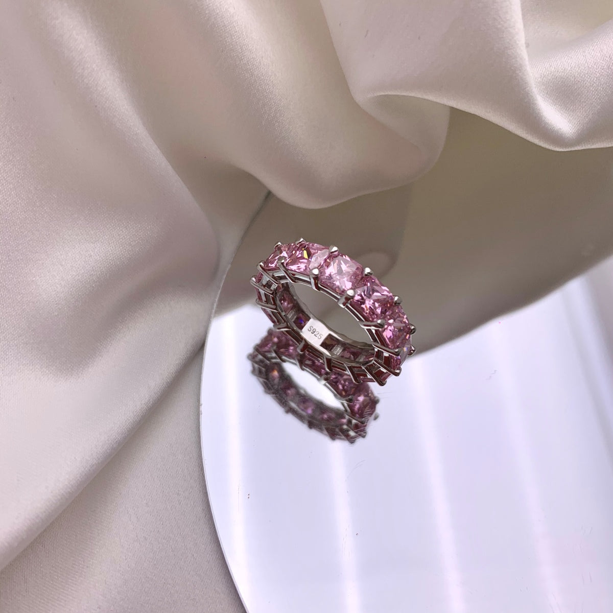 [Echo Fine ]Elegant Princess Cut Tennis Ring