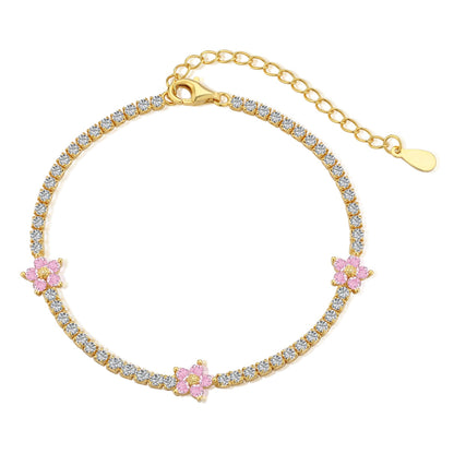 [Echo Fine ]Sparkling Flower Shape Tennis Bracelet