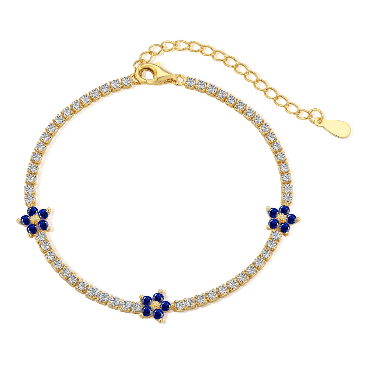 [Echo Fine ]Sparkling Flower Shape Tennis Bracelet
