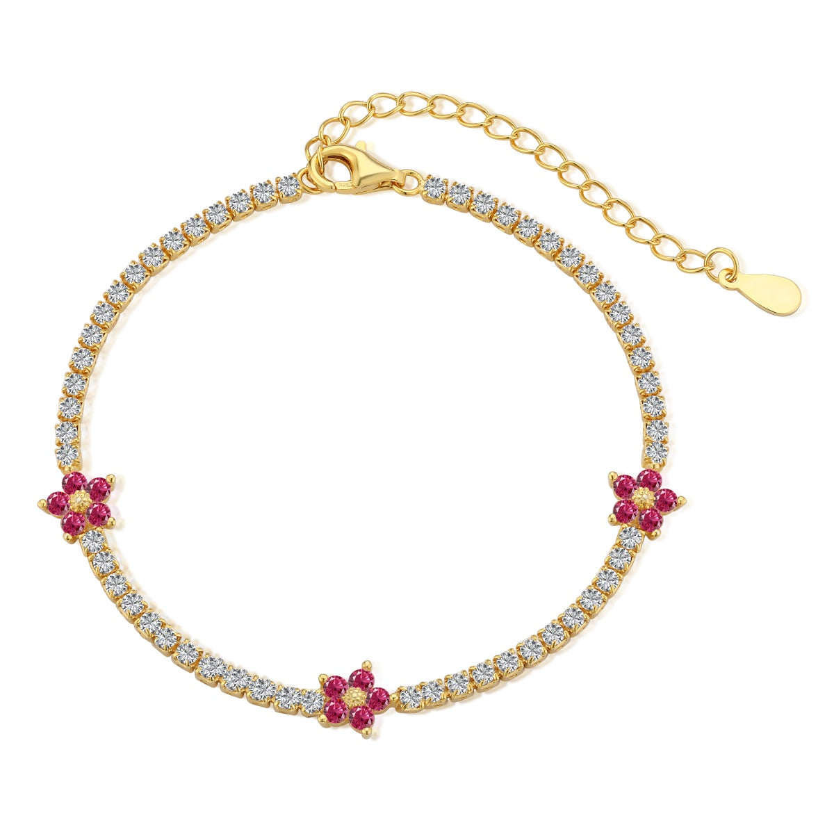 [Echo Fine ]Sparkling Flower Shape Tennis Bracelet
