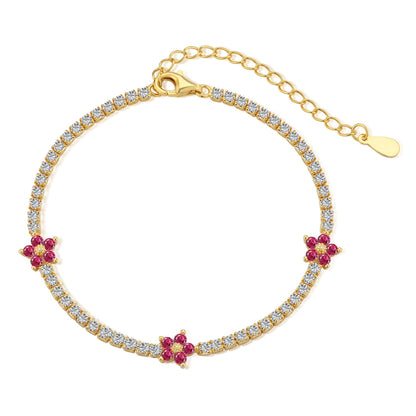 [Echo Fine ]Sparkling Flower Shape Tennis Bracelet