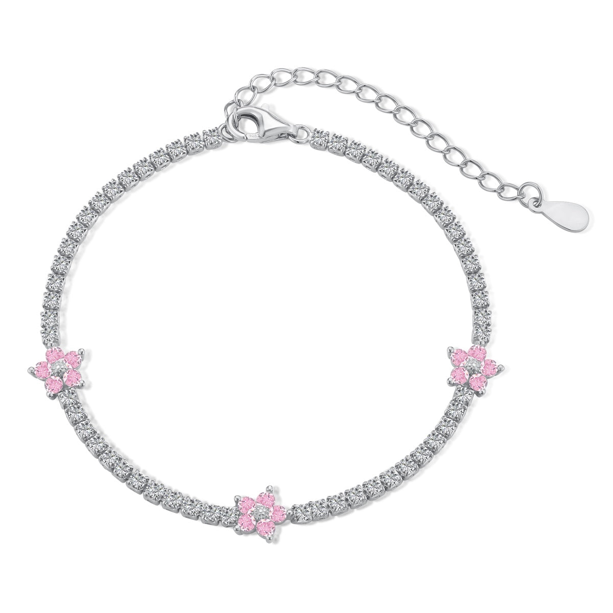 [Echo Fine ]Sparkling Flower Shape Tennis Bracelet