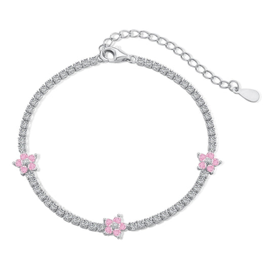 [Echo Fine ]Sparkling Flower Shape Tennis Bracelet