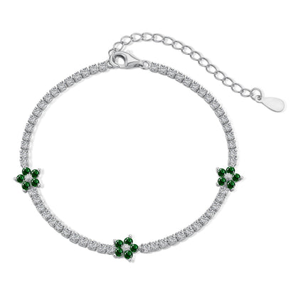 [Echo Fine ]Sparkling Flower Shape Tennis Bracelet