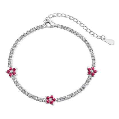 [Echo Fine ]Sparkling Flower Shape Tennis Bracelet
