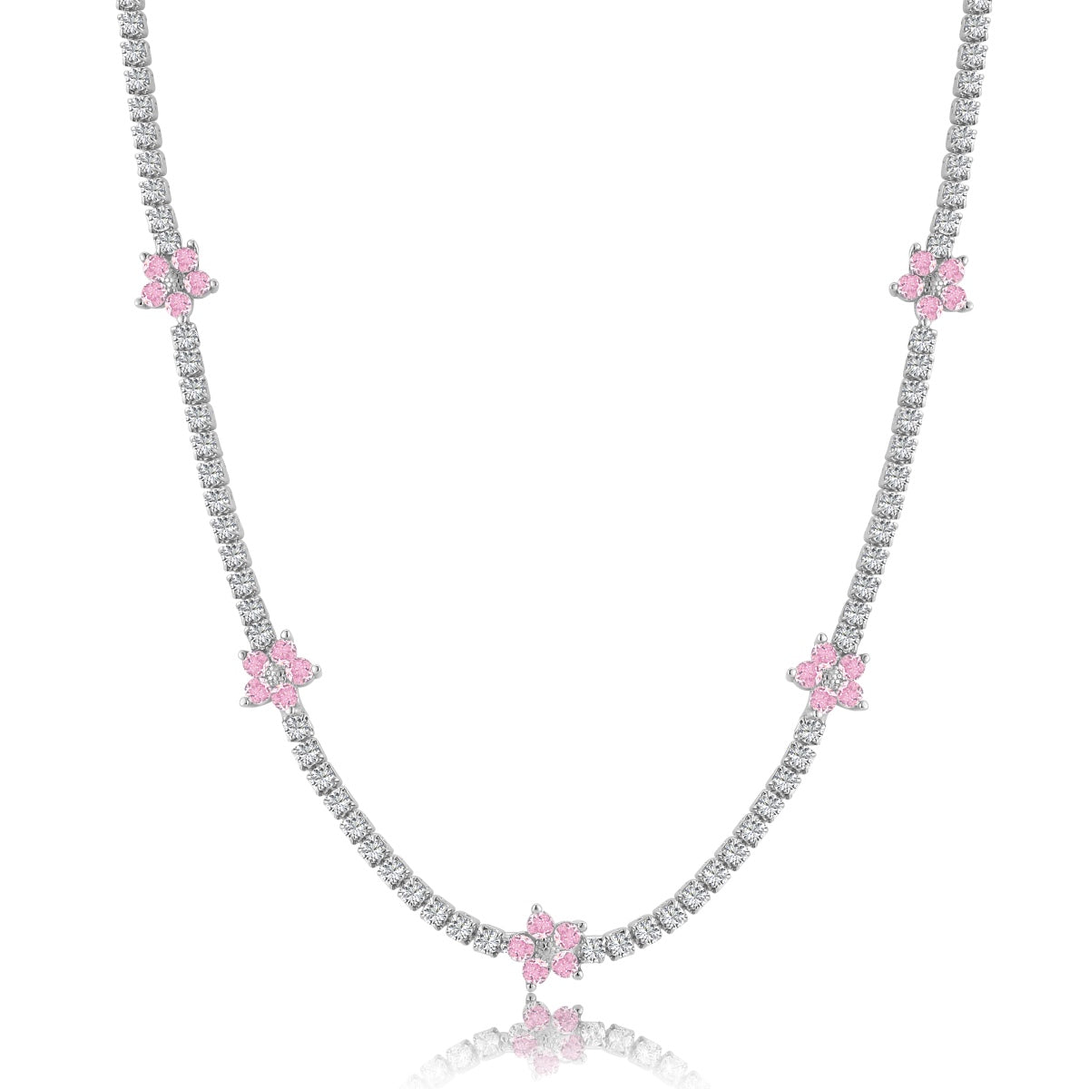 [Echo Fine ]Luxurious Colorful Flower Tennis Necklace