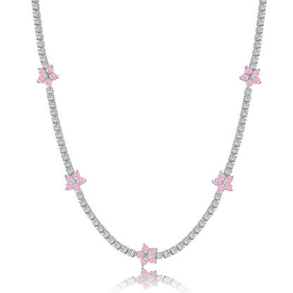[Echo Fine ]Luxurious Colorful Flower Tennis Necklace