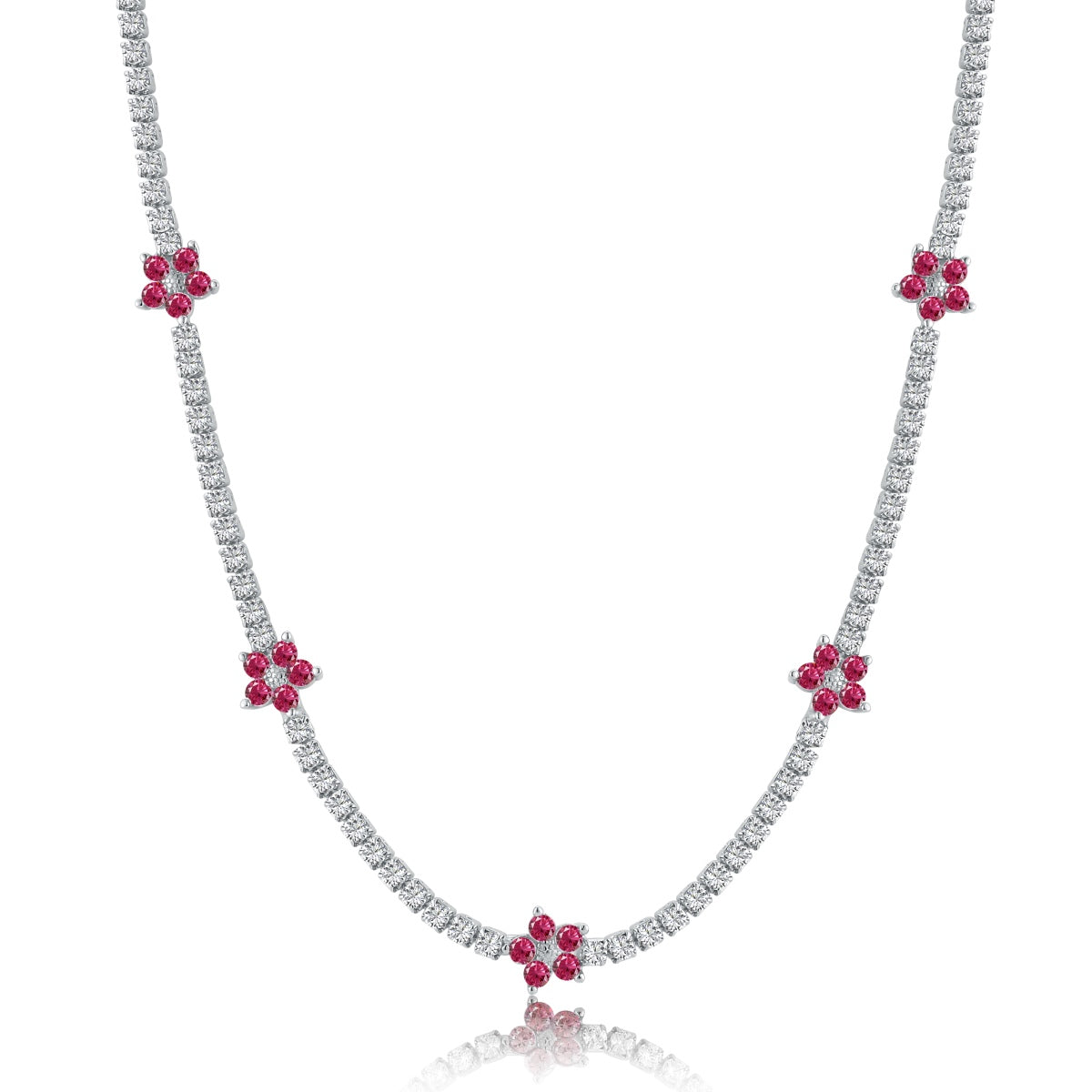 [Echo Fine ]Luxurious Colorful Flower Tennis Necklace