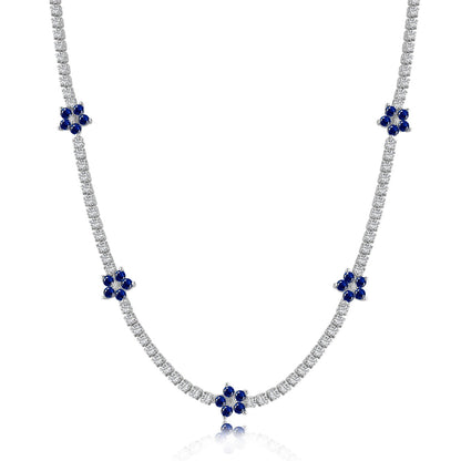 [Echo Fine ]Luxurious Colorful Flower Tennis Necklace