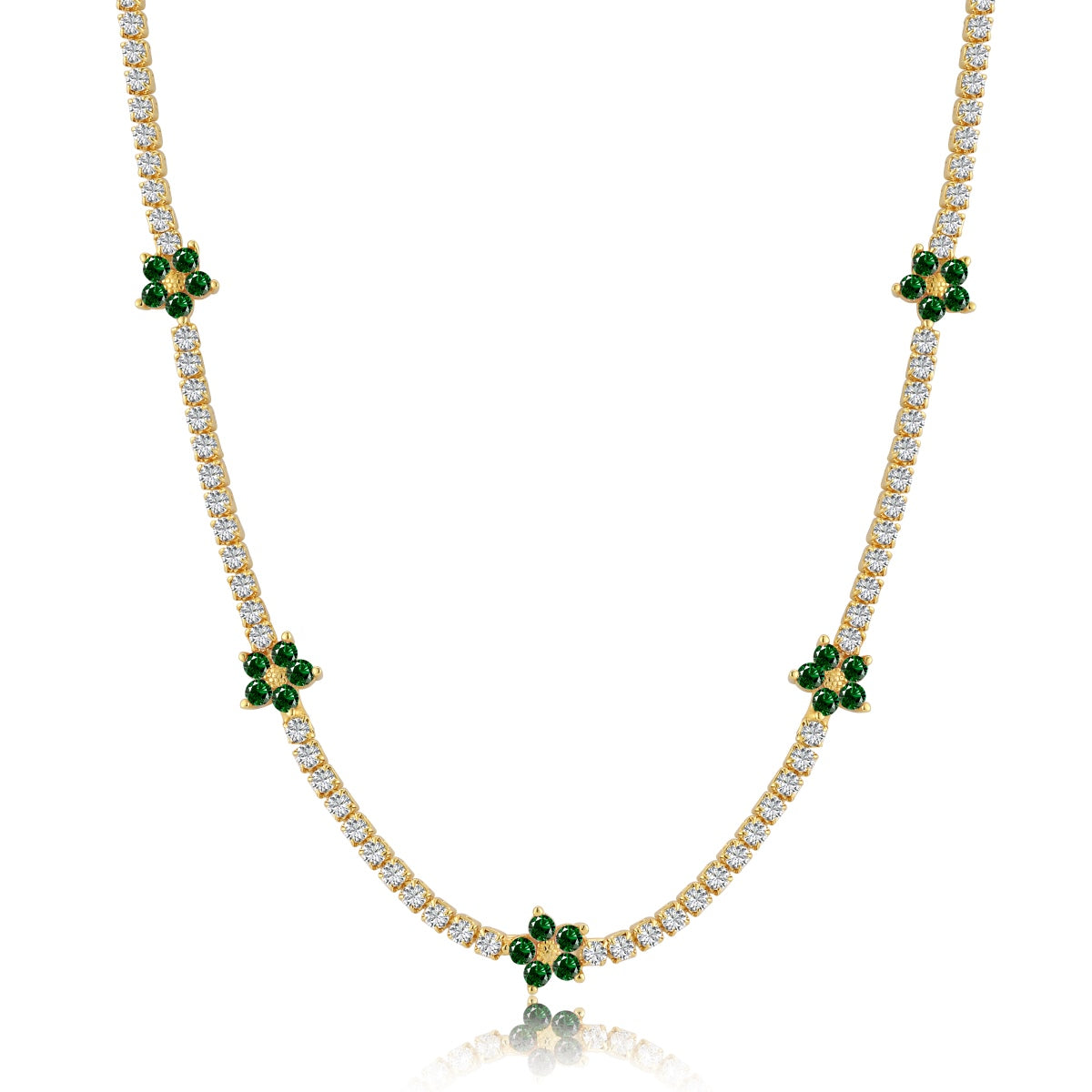 [Echo Fine ]Luxurious Colorful Flower Tennis Necklace