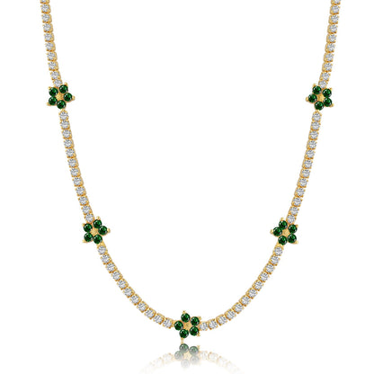 [Echo Fine ]Luxurious Colorful Flower Tennis Necklace