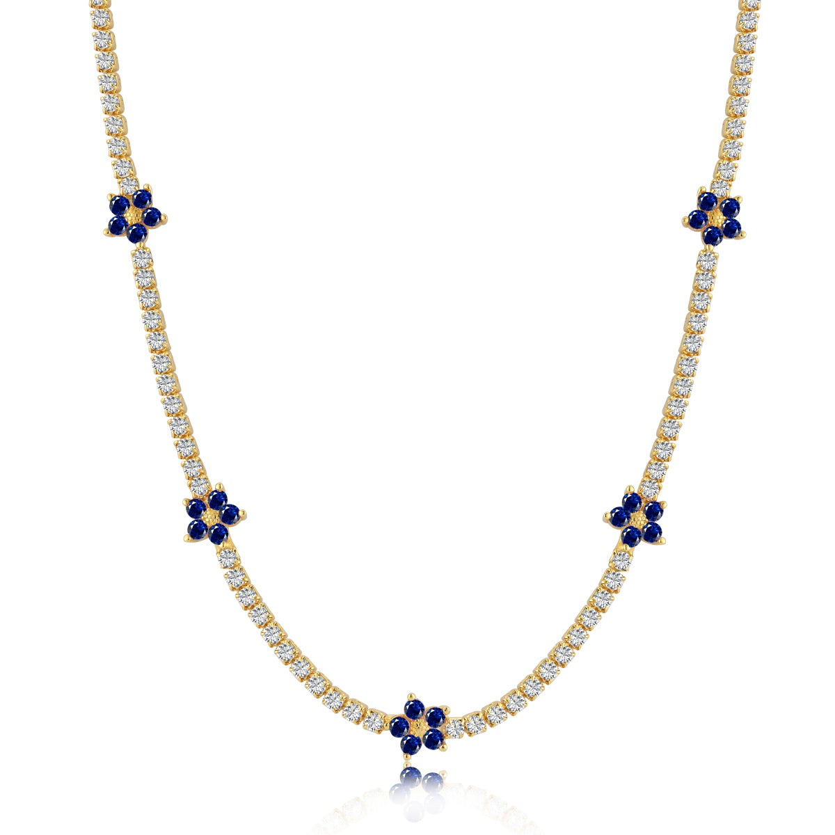 [Echo Fine ]Luxurious Colorful Flower Tennis Necklace