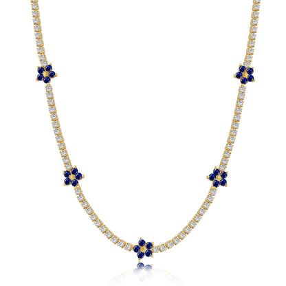 [Echo Fine ]Luxurious Colorful Flower Tennis Necklace