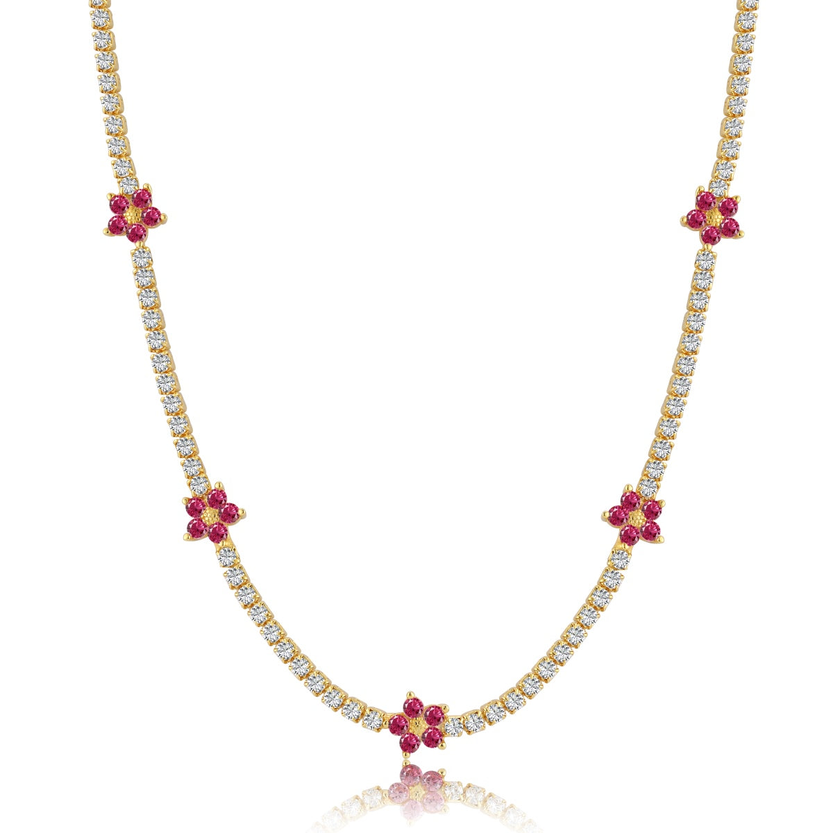 [Echo Fine ]Luxurious Colorful Flower Tennis Necklace