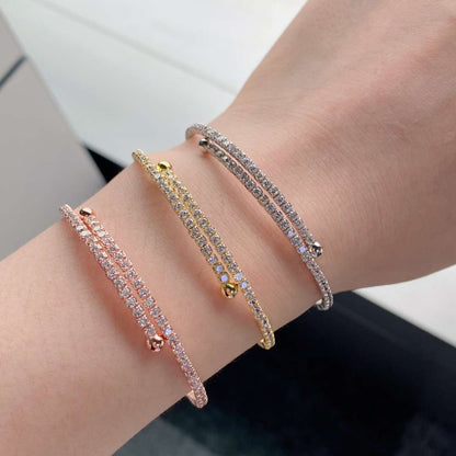 [Echo Fine ]Row of Diamonds Round Fashion Bracelet