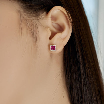 [Echo Fine ]Four-Leaf Clover Flower Shaped Earrings