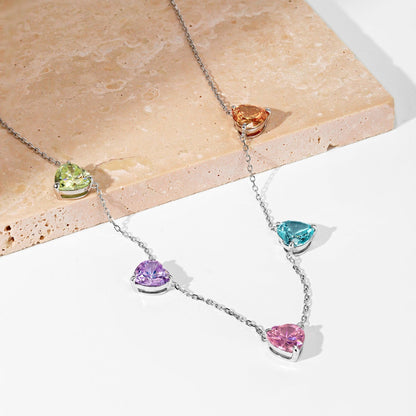 [Echo Fine ]Sparkling Colorful Heart Cut Necklace