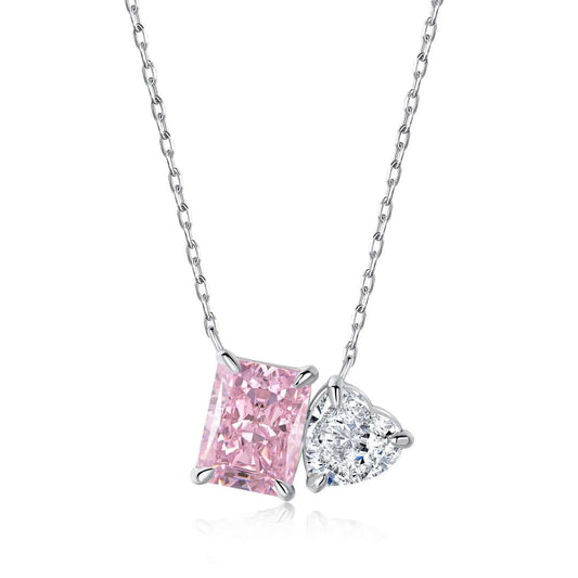[Echo Fine ]Dazzling Square & Heart Shape Necklace